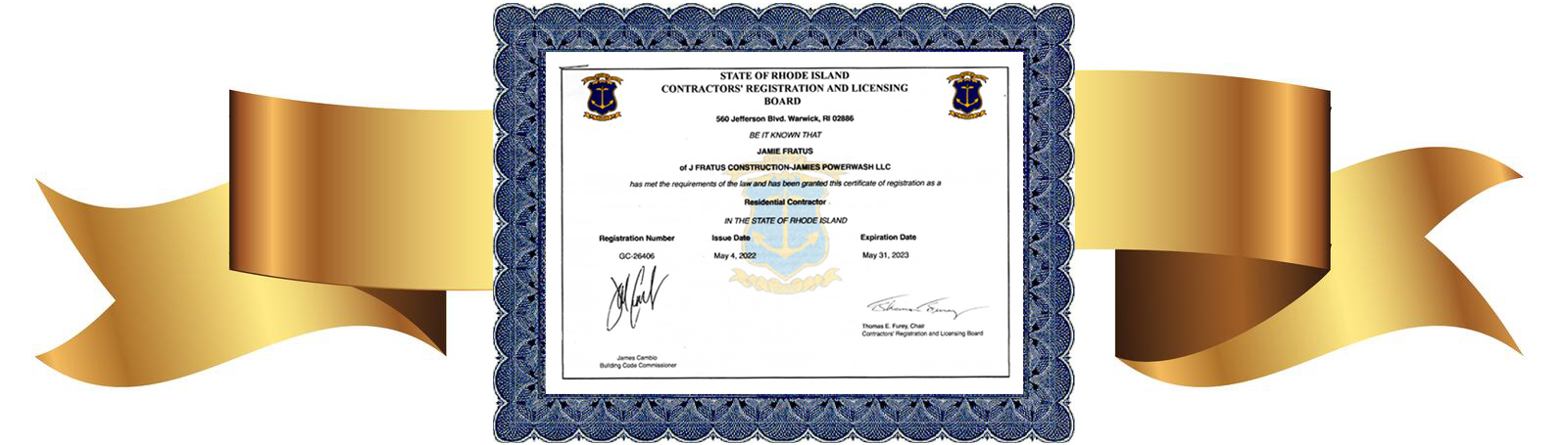 Contractor's License and Certificate
